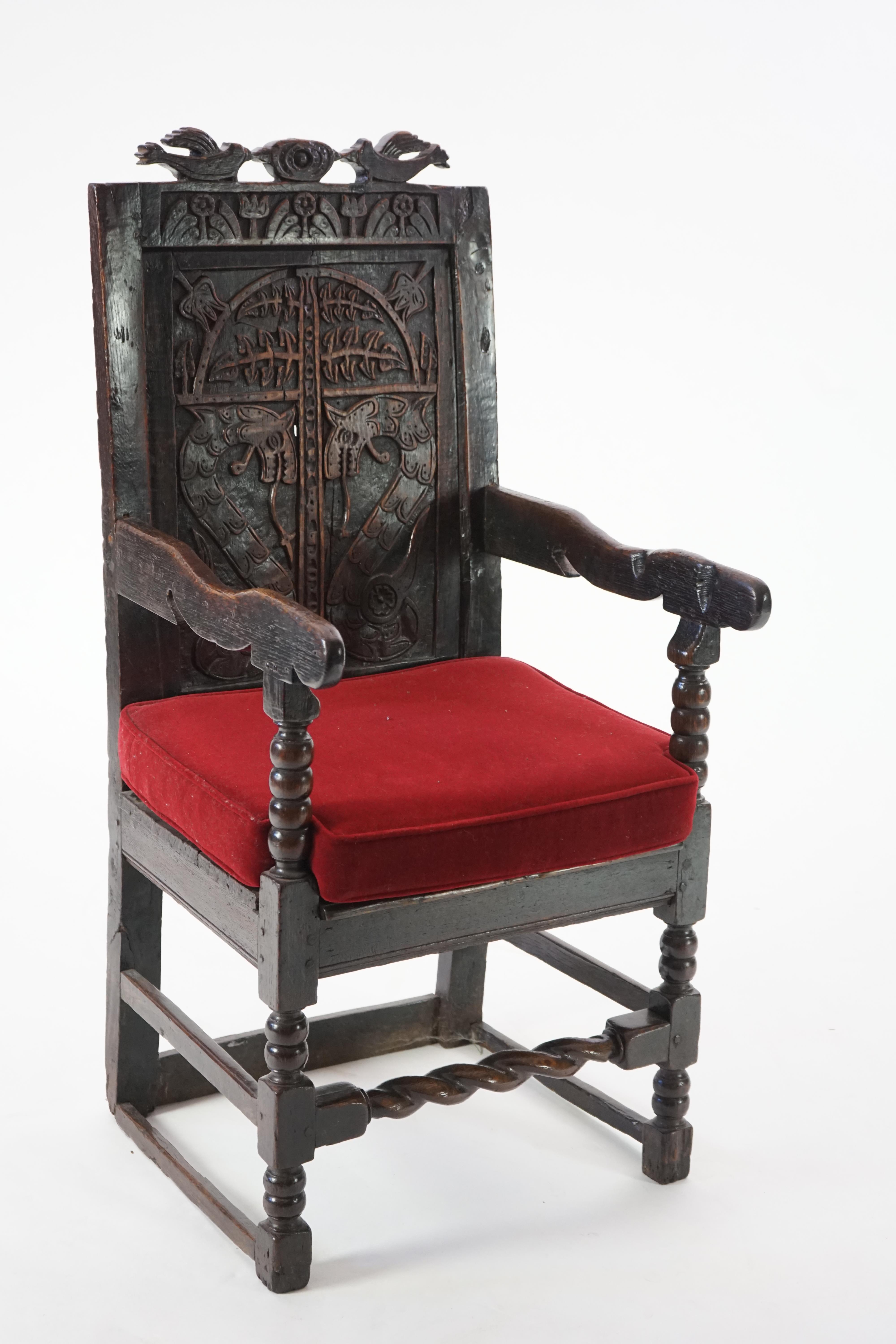 A 17th century and later Yorkshire oak Wainscot elbow chair